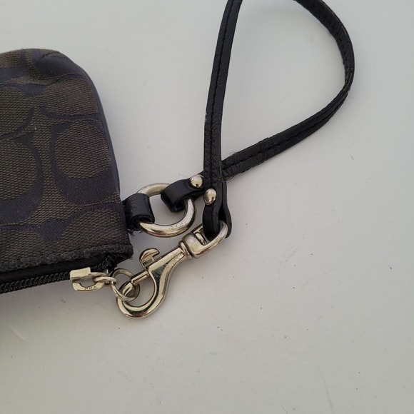Coach Corner Wristlet Wallet Black Pouch Small Soft Logo Canvas 6x4 Signature - Picture 4 of 9
